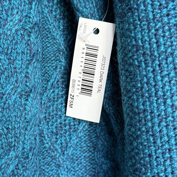 New Cable Knit Jumper Sweater Men’s Size LT Blue Teal Crewneck - Picture 17 of 17